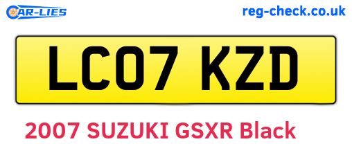 LC07KZD are the vehicle registration plates.