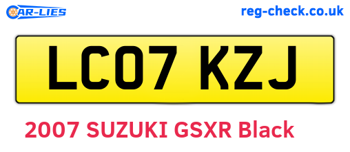 LC07KZJ are the vehicle registration plates.