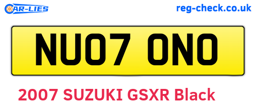 NU07ONO are the vehicle registration plates.