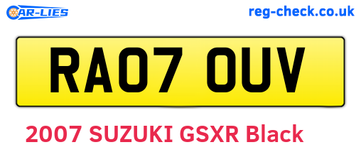 RA07OUV are the vehicle registration plates.