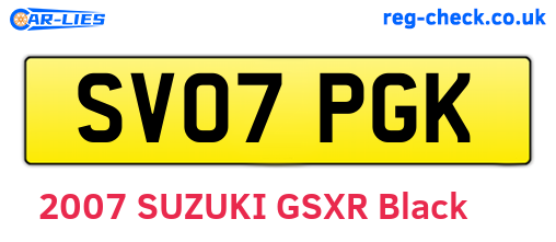 SV07PGK are the vehicle registration plates.