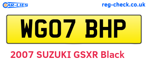 WG07BHP are the vehicle registration plates.