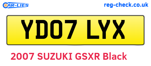 YD07LYX are the vehicle registration plates.