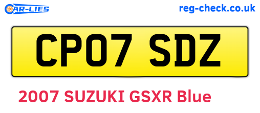 CP07SDZ are the vehicle registration plates.