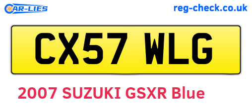 CX57WLG are the vehicle registration plates.