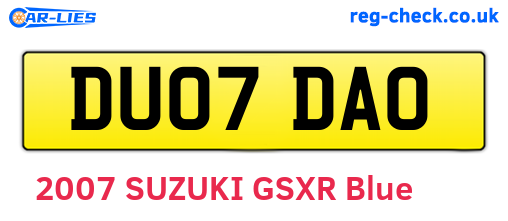DU07DAO are the vehicle registration plates.