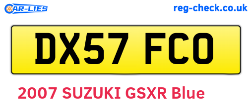 DX57FCO are the vehicle registration plates.