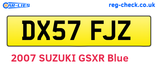 DX57FJZ are the vehicle registration plates.