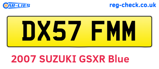 DX57FMM are the vehicle registration plates.