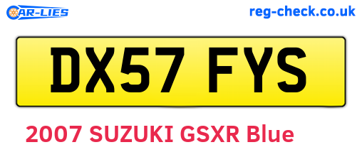 DX57FYS are the vehicle registration plates.