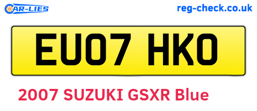 EU07HKO are the vehicle registration plates.