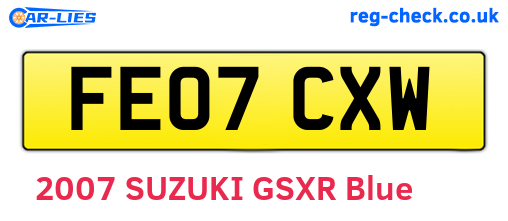 FE07CXW are the vehicle registration plates.