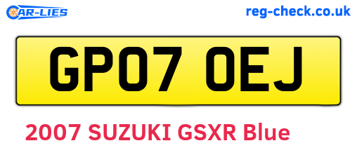 GP07OEJ are the vehicle registration plates.