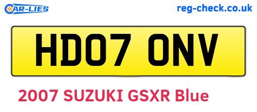 HD07ONV are the vehicle registration plates.