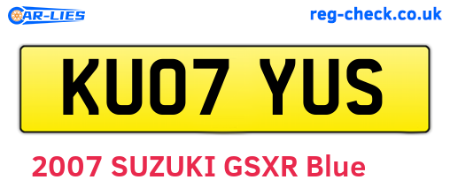 KU07YUS are the vehicle registration plates.