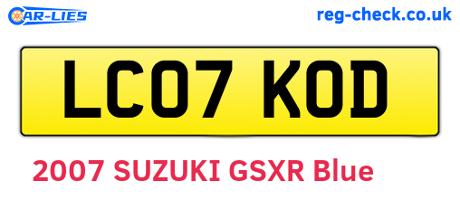 LC07KOD are the vehicle registration plates.