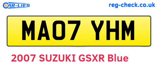 MA07YHM are the vehicle registration plates.
