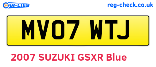 MV07WTJ are the vehicle registration plates.