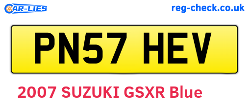 PN57HEV are the vehicle registration plates.