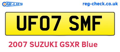 UF07SMF are the vehicle registration plates.