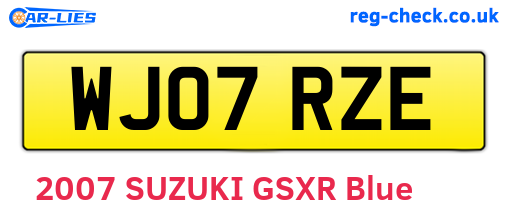 WJ07RZE are the vehicle registration plates.
