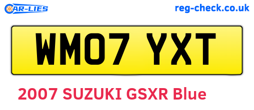 WM07YXT are the vehicle registration plates.
