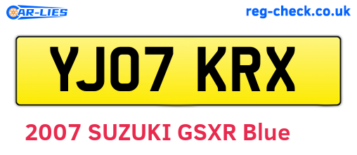 YJ07KRX are the vehicle registration plates.