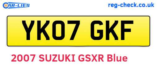 YK07GKF are the vehicle registration plates.