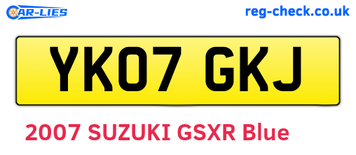 YK07GKJ are the vehicle registration plates.