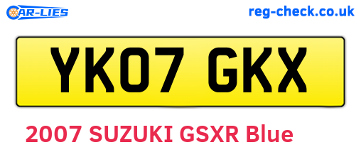 YK07GKX are the vehicle registration plates.