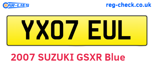 YX07EUL are the vehicle registration plates.