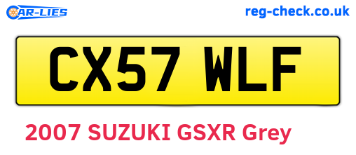 CX57WLF are the vehicle registration plates.