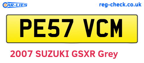 PE57VCM are the vehicle registration plates.