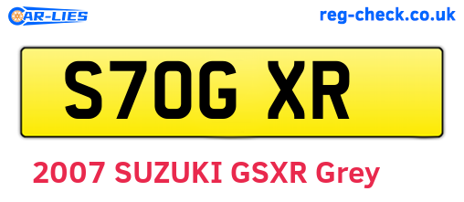S70GXR are the vehicle registration plates.