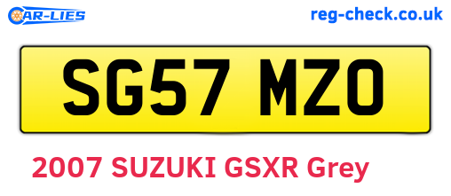 SG57MZO are the vehicle registration plates.