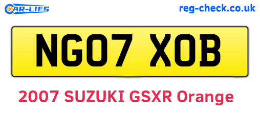 NG07XOB are the vehicle registration plates.