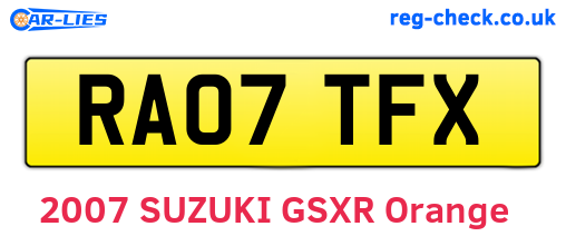 RA07TFX are the vehicle registration plates.