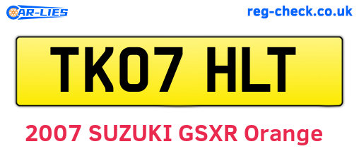 TK07HLT are the vehicle registration plates.