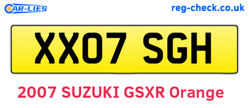 XX07SGH are the vehicle registration plates.