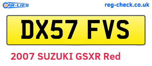 DX57FVS are the vehicle registration plates.