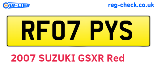RF07PYS are the vehicle registration plates.