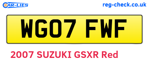 WG07FWF are the vehicle registration plates.