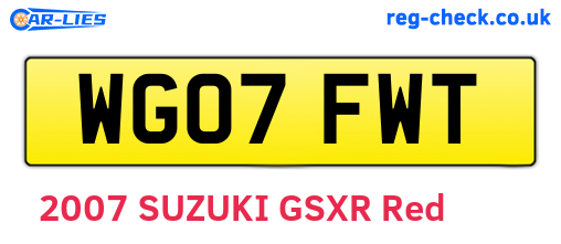 WG07FWT are the vehicle registration plates.