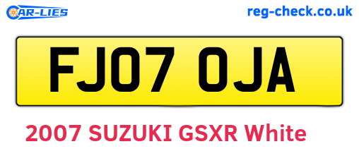 FJ07OJA are the vehicle registration plates.