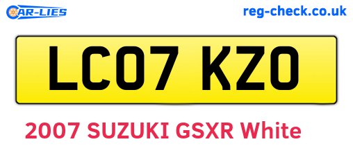 LC07KZO are the vehicle registration plates.