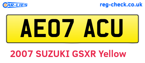 AE07ACU are the vehicle registration plates.