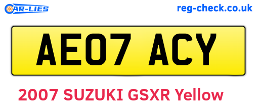 AE07ACY are the vehicle registration plates.