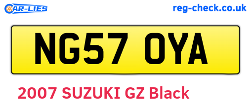 NG57OYA are the vehicle registration plates.
