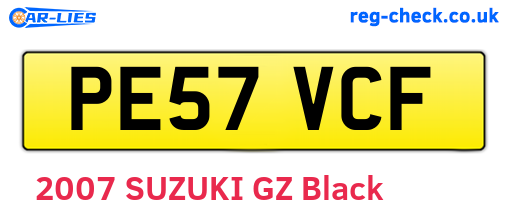PE57VCF are the vehicle registration plates.