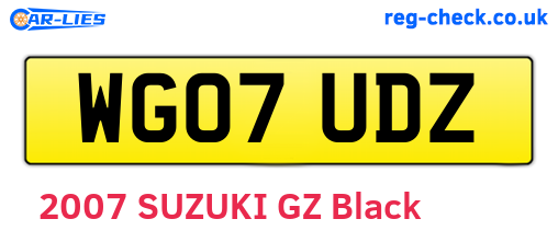 WG07UDZ are the vehicle registration plates.